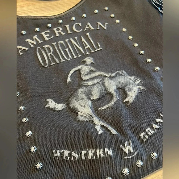 Raviani Black Fringe American Original Bronco Logo Tote Bag‎ Sold Out - Picture 10 of 12